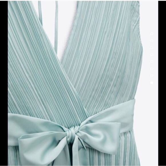 NWT Zara Pleated Romper Dress Size Xs In Green - Picture 12 of 12